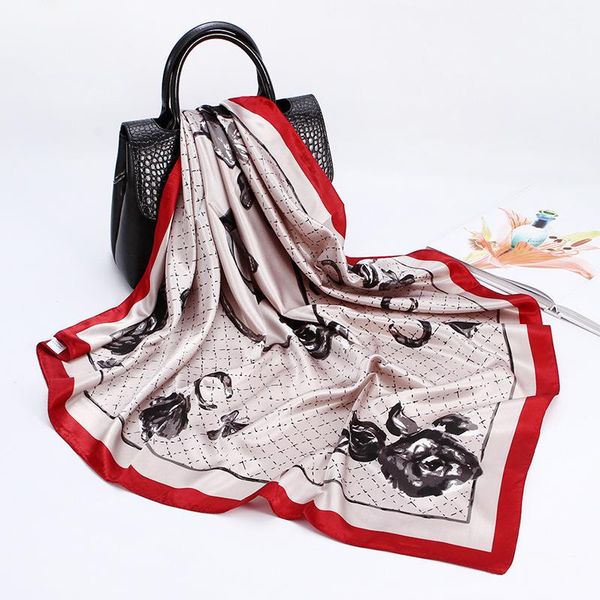 

роскошный шелковый атлас платок для женщин плед печати платка шеи платках 90см площади платки и шарфы wrpas для дам dropship, Blue;gray