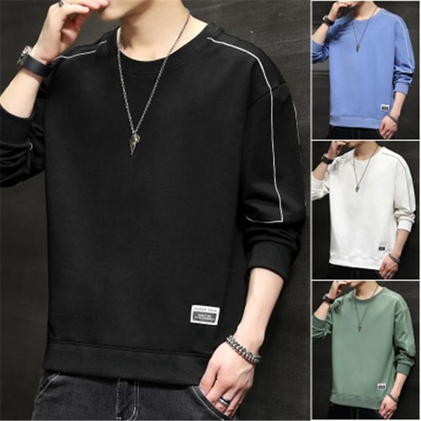 

man bottoming hoodies fashion korean version long sleeve round neck hooded sweater designer spring autumn male new casual loose pullover top, Black