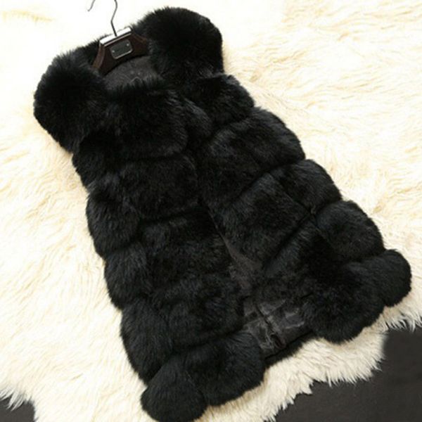 

women's winter faux fur sleeveless warm vest plaid black solid waistcoat ladies jacket autumn elegant fashion female vests 201212
