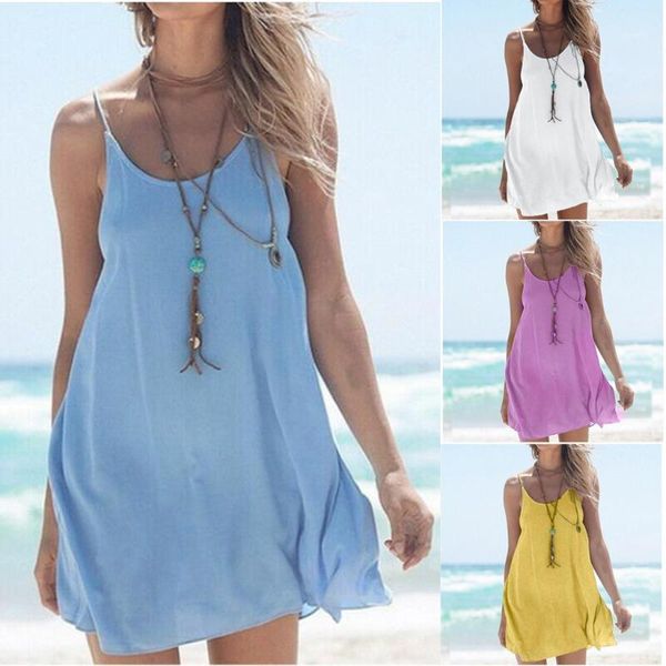 

summerwomen solid sleeveless o-neck casual loose beach mini dress vestido for women harajuku #by1, Black;gray