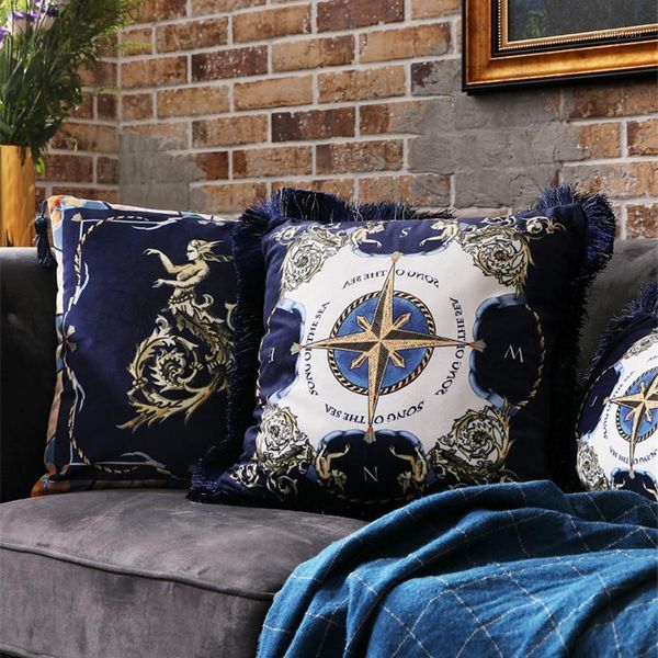 

luxury american pillow case cushion cover cojines decorativos para sofa noble velvet throw pillows compass cushions coussin1