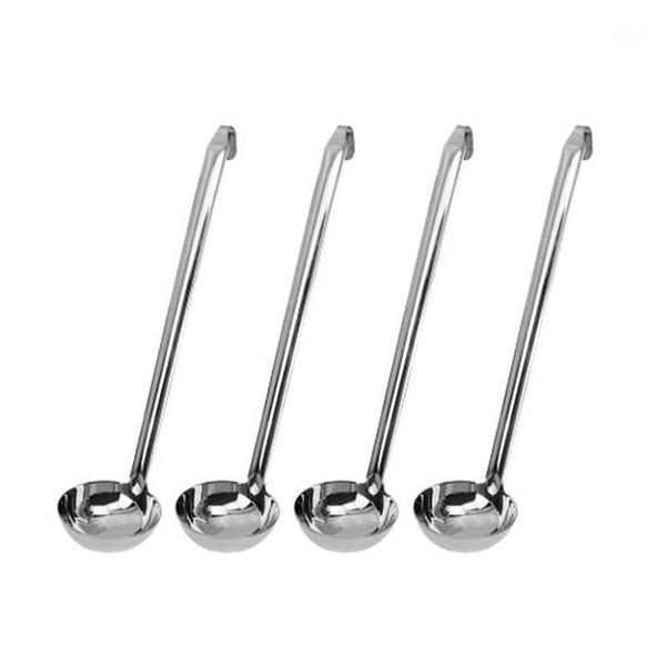 

4-piece 430 stainless steel spoon handle spoon with pouring hook, suitable for kitchen cooking pots, 2 oz1
