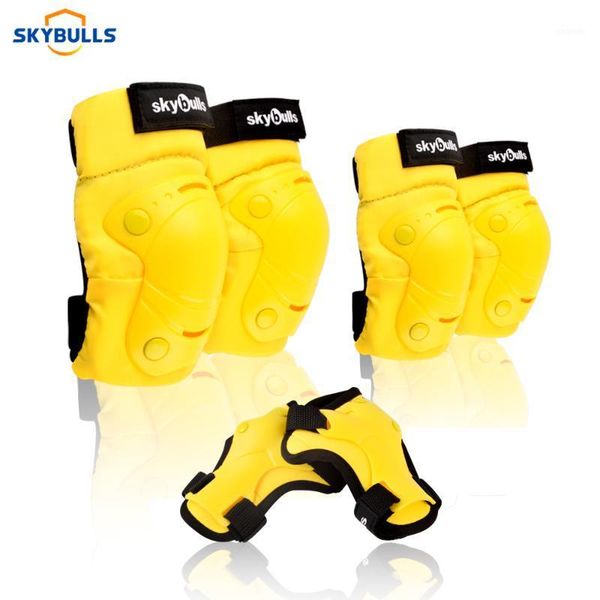 

elbow & knee pads skyubulls 6pcs/set skating protective set for kids balabce bike roller wrist brace outdoor sports children1, Black;gray
