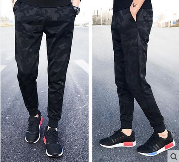 

m-5xl plus size dress new 2017 men's camouflage casual pants spring and autumn harem pants slim skull trousers1, Black