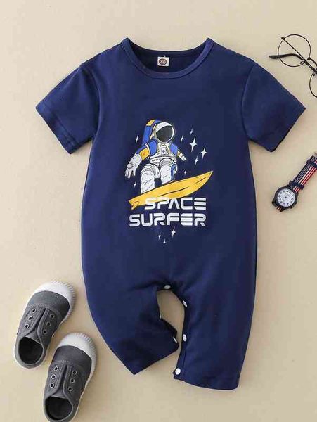 

baby letter and astronaut print jumpsuit she, Blue