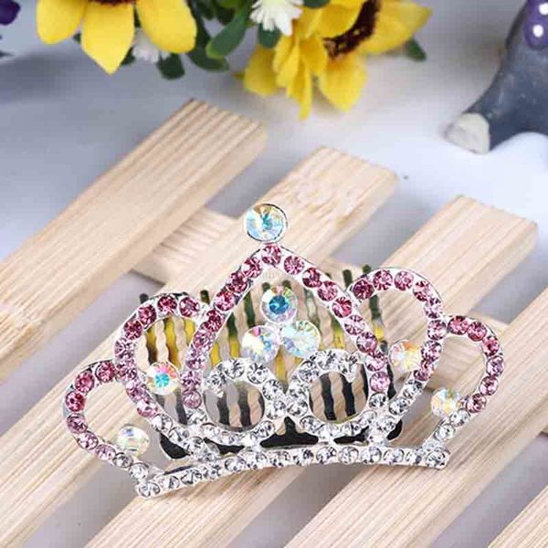 Compleanno principessa corona diadema pettine fiore ragazze cristallo strass corona capelli pettine usura testa accessori per capelli regalo ragazza volontà e sabbia