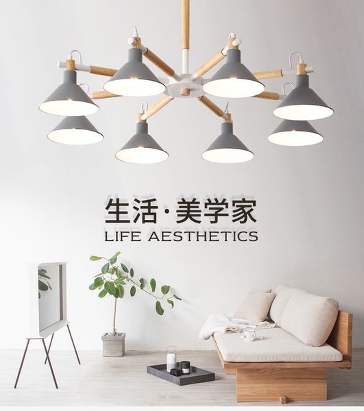 

solid wood led chandeliers lamps for living room bedroom colors lampshade nordic style surface mount e27 lamp lighting fixtures