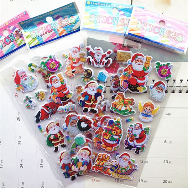 

christmas diy gifts 3d bubble sticker 5pcs decoration cartoon santa claus bell stickers new year xma