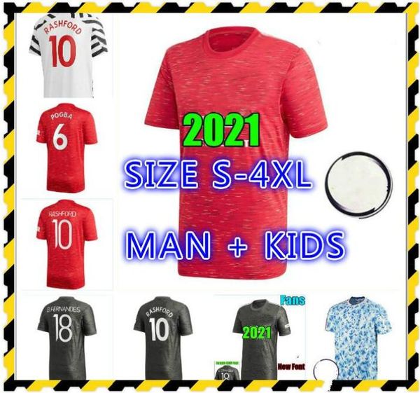 

20 21 fc cavani sancho bruno fernandes soccer jersey united utd 2020 pogba football shirt rashford van de beek man kids kit uniforms, Black;yellow