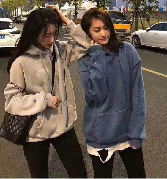 

cute champion bilateral embroidered plush sweater for men women in autumn and winter thickened casual fashion hoodie