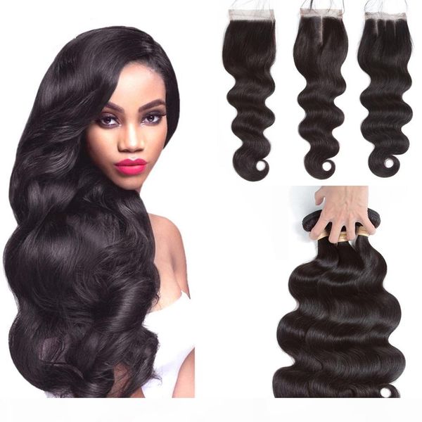 

7a peruvian brazilian raw indian hair cuticle aligned hair body wave remy human hair wave closure dhgate, Black