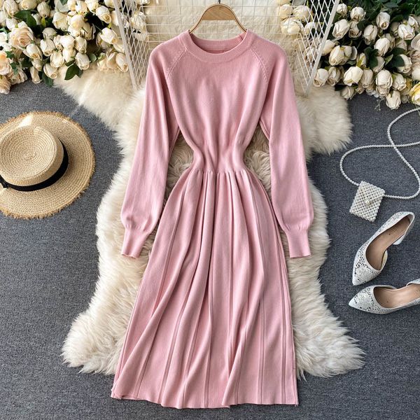 

2021 new female fashionable mesh dress neck long a-lien jumper autumn retro winter sweatshirt dressed p21j, Black;gray