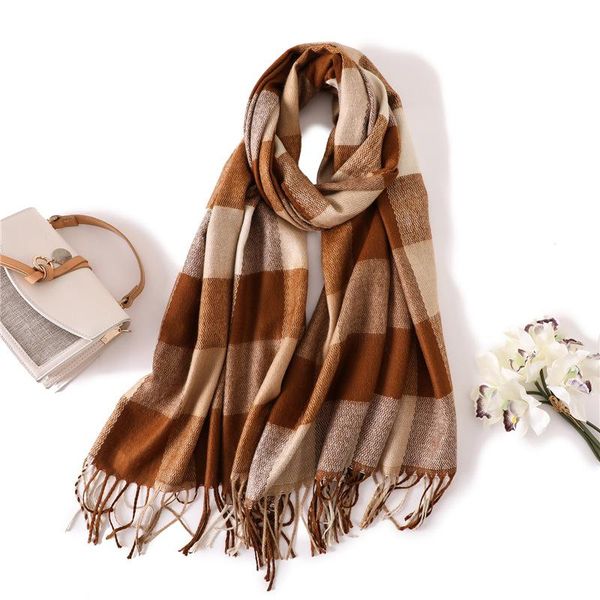 

2020 новый кашемирский шарф женская зимняя утолщение теплые шали обертки высококачественные мягкие кисточки pashmina echarpe femme capes sca, Blue;gray