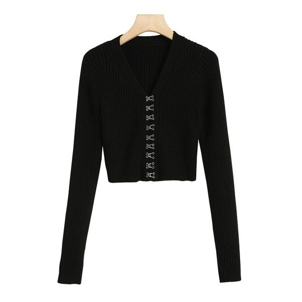 

2020 new luxury women designer sweaters new fashion korean version autumn v-neck female slim long sleeved sweater womens long cardigan, Black;brown