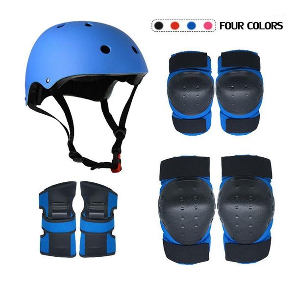 

elbow & knee pads children's sports protective gear hand support plate set skateboard helmet four-piece1, Black;gray