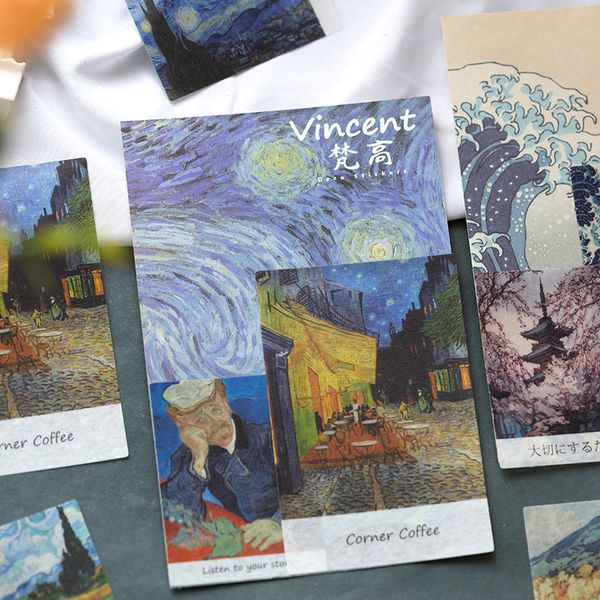 

40 sheets/pack of monet van gogh art painting decoration stickers diy decoration diary childrens stationery stickers stickers