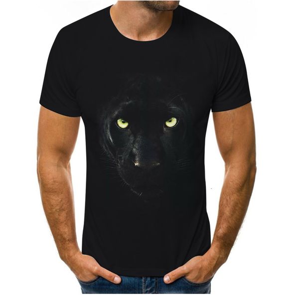 

fashion summer pattern 3d printing men's short-sleeved t-shirt hip-hop lion tiger street clothes loose casual round neck, White;black
