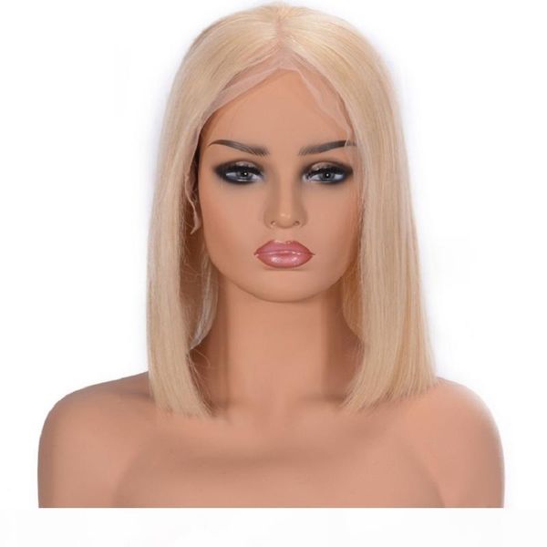 

king brilliant short bob brazilian blonde wig 5x5 silk base scalp wig remy hair with baby hair, Black;brown