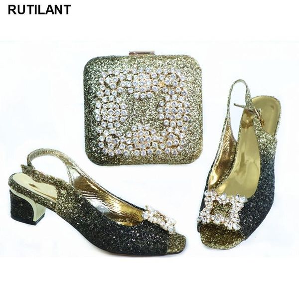 

мода итальянских женщины свадьбы насосов с кошелек сумки и колодками нигерии партии высокого качества африканской свадебной обувью, Black