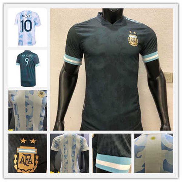 

player version 2020 2021 argentina soccer jersey 20 21 home away white blue football shirt messi camiseta de futbol dybala di maria, Black;yellow