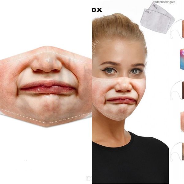 

anti-dust print funny face masks mouth kids protective mask adjustable ear band with 2 filter chips in stock164564