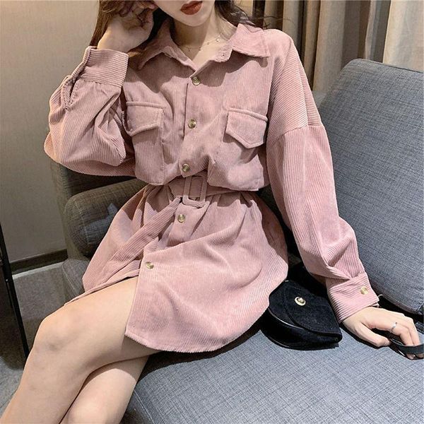 

wrap spring irregular tie waist shirt women long sleeve turn down collar solid color bandage short mini long sleeve shirt, White