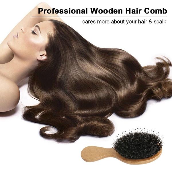 

hair brushes professional wooden comb massage brush anti-static scalp styling tool, Silver