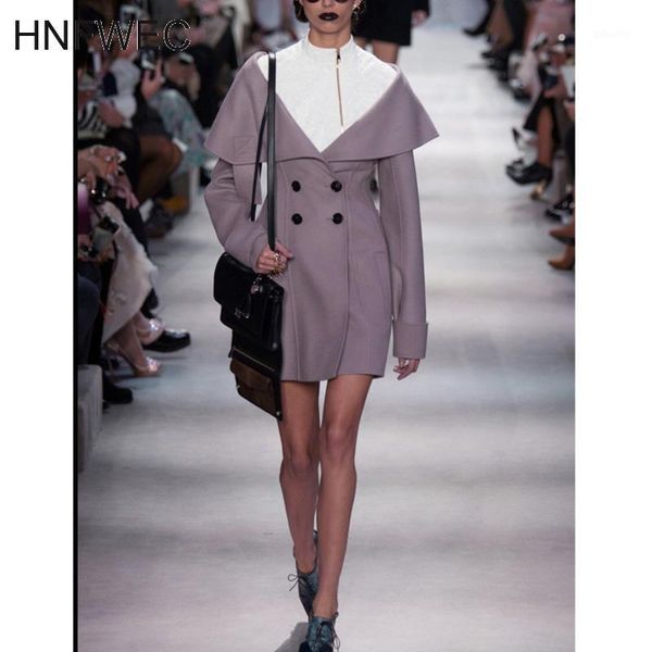 

2020 new autumn zippers white and purple double breasted two side wool winter windbreaker u3391, Tan;black