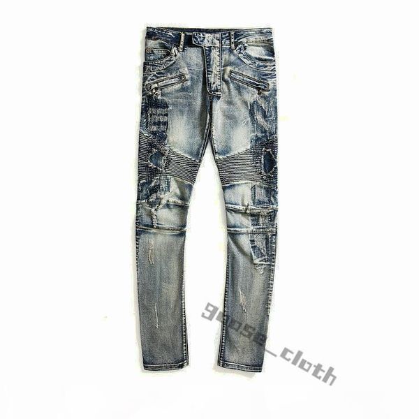 

mens designer jeans distressed ripped biker slim fit motorcycle biker denim for men s fashion mans black pants pour hommes 2021, Blue