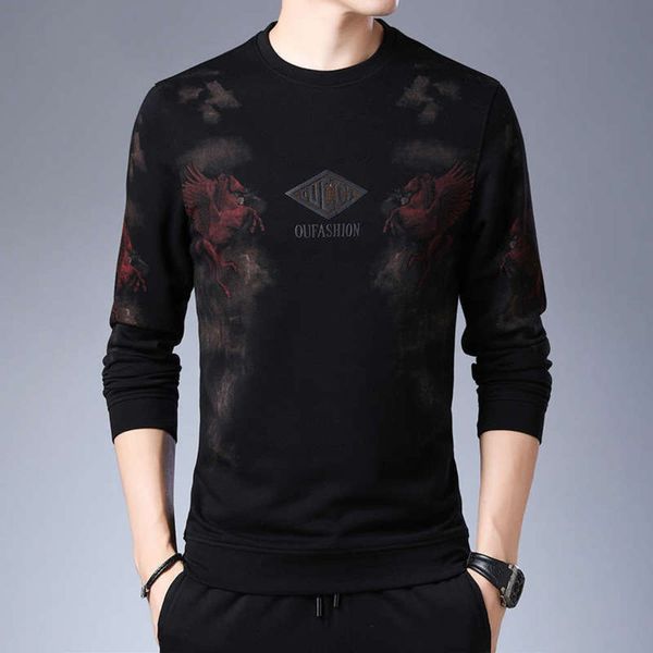 

2020 autumn spring new casual and sweater printed round neck pullover men's sportswear bottoming shirt, Gray