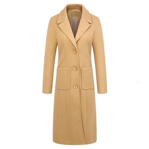 

2021 women winter woolen coat new female noble jacket suit collar casual femme mid-length thick wool coats overcoat a367 34ya, Black