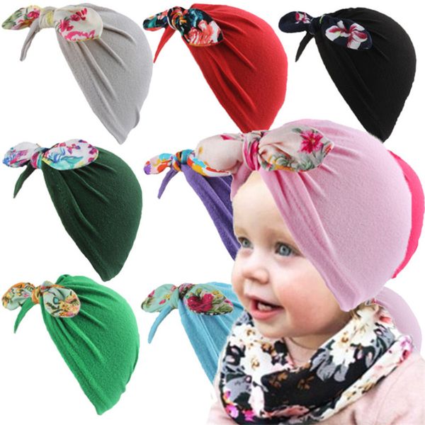 

toddler newborn kids bowknot hats big bows head wrap caps floral headband infant headwrap beanies kids gilrs hair band earmuffs cap g10507, Slivery;white