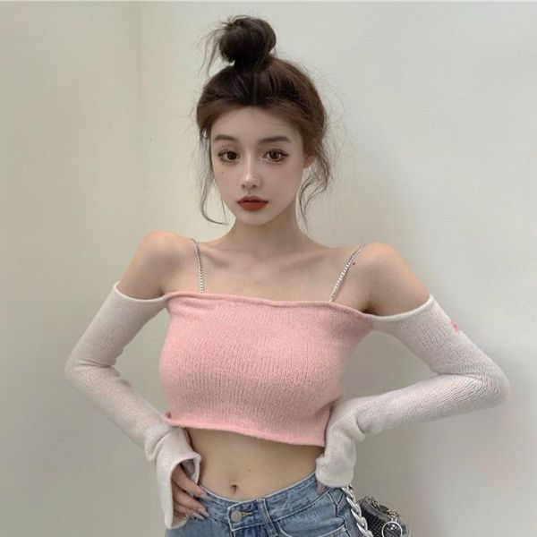 

sexy slash hee off flow hit ктона вязаные свитера для женщин корейский модный одежда slim town wrage top hipster, White;black