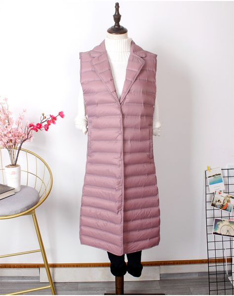 

2021 new ultra light vests women women's vest female down coat long sleeveless windproof lightweight warm waistcoat 0685, Black