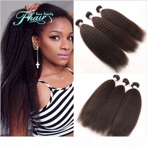 

grade 7a 3pcs lot 300gram mongolian hair natural color yaki straight hair bundles mongolian human hair dhl, Black