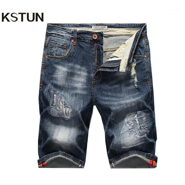 

ripped jeans for men shorts jeans retro frayed streetwear shorts hip hop denim pants casual male brand clothing1, Blue