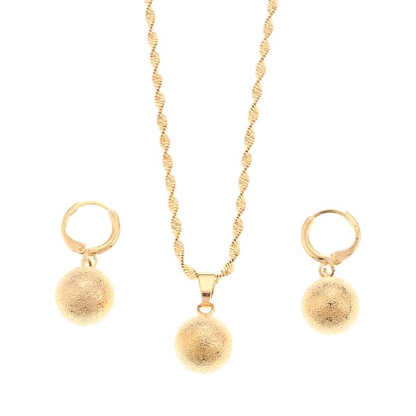 

fashion frosted gold beads earrings pendant necklaces for women yonth girls round balls beaded necklace jewelry sets, Silver