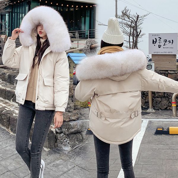 

women's warm female jacket winter coat women korean style parka hooded cotton down fashion 2020 vetement femme pph1307, Black
