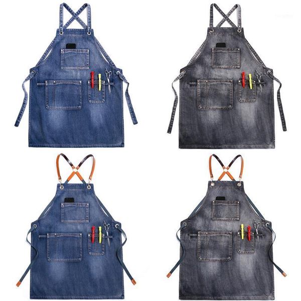 

chef apron adjustable barista apron with pockets kitchen cooking baking aprons1