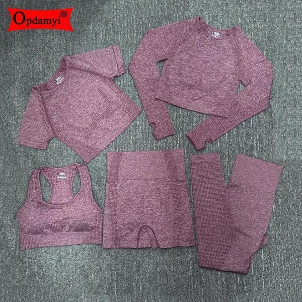 

yoga outfits seamless set sportswear long sleeve workout clothing for women fitness vital gym track suit leggings high waist pants1, White;red