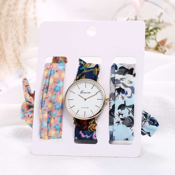 

quartz women's piece floral cloth selling three fashion hair band bandage watch 2021x8m6, Slivery;brown