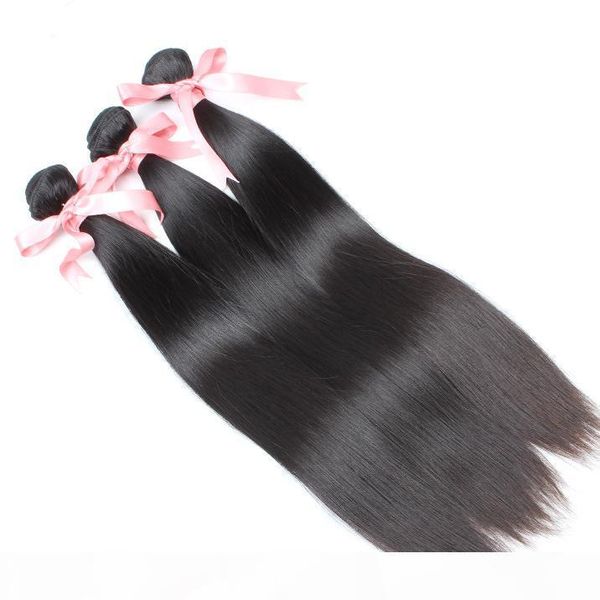 

dyeable cambodian virgin hair unprocessed natural color silky straight double weft human hair weave 10"-28" 7a greatremy factory o, Black