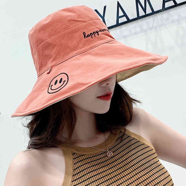 

double-side letter fisherman hat for women summer colorful embroidery collapsible bucket hat korean style statement panama, Blue;gray