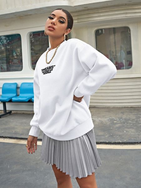 

drop shoulder letter graphic oversized pullover i9zy#, White;black