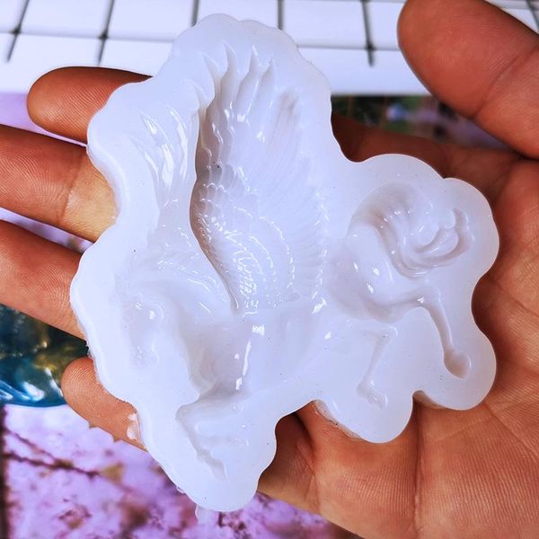 

silicone mold for jewelry pegasus horse with wing charms pendant resin silicone mould handmade making tool epoxy resin molds wmtuus, Black