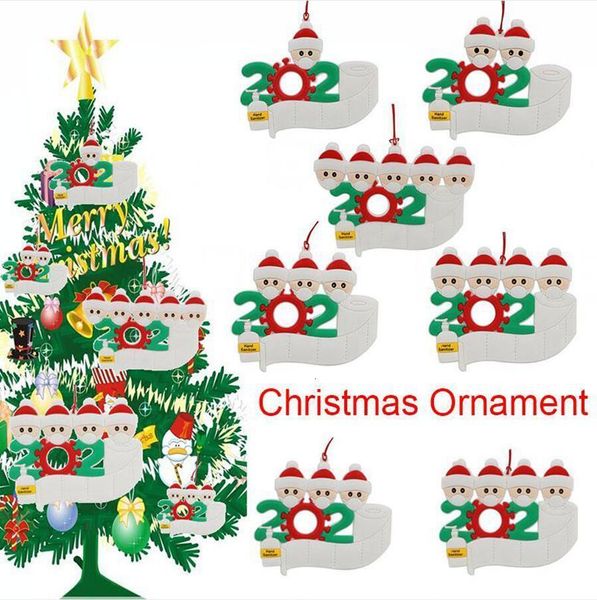 

pvc 2020 christmas ornament personalized cartoon santa claus with mask family 2 3 4 5 christmas tree hanging pendant dda601