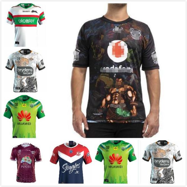 

2020 воинов nrl девятка джерси canberra assaulter wests тигры южного сидней rabbitohs manly sea орлы nrl регби-джерси, Black;gray