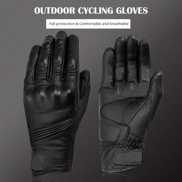 

pu leather motorcycle full finger multi-functional protective gear racing bike outdoor riding gloves moto motocross, Blue;gray