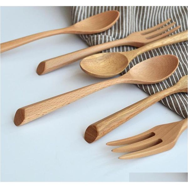 

19*3.8cm/19*2.5cm portable eco-friendly wooden dinnerware teaspoon fork soup spoon catering cutler kitchen cooki qylixt lyqlove