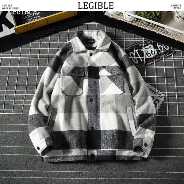 

legible 2020 new winter jacket men fashion casual loose mens jackets and coats men hip hop streetwear plaid jackets 4xl 5xl1, Black;brown